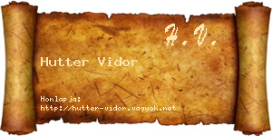 Hutter Vidor névjegykártya